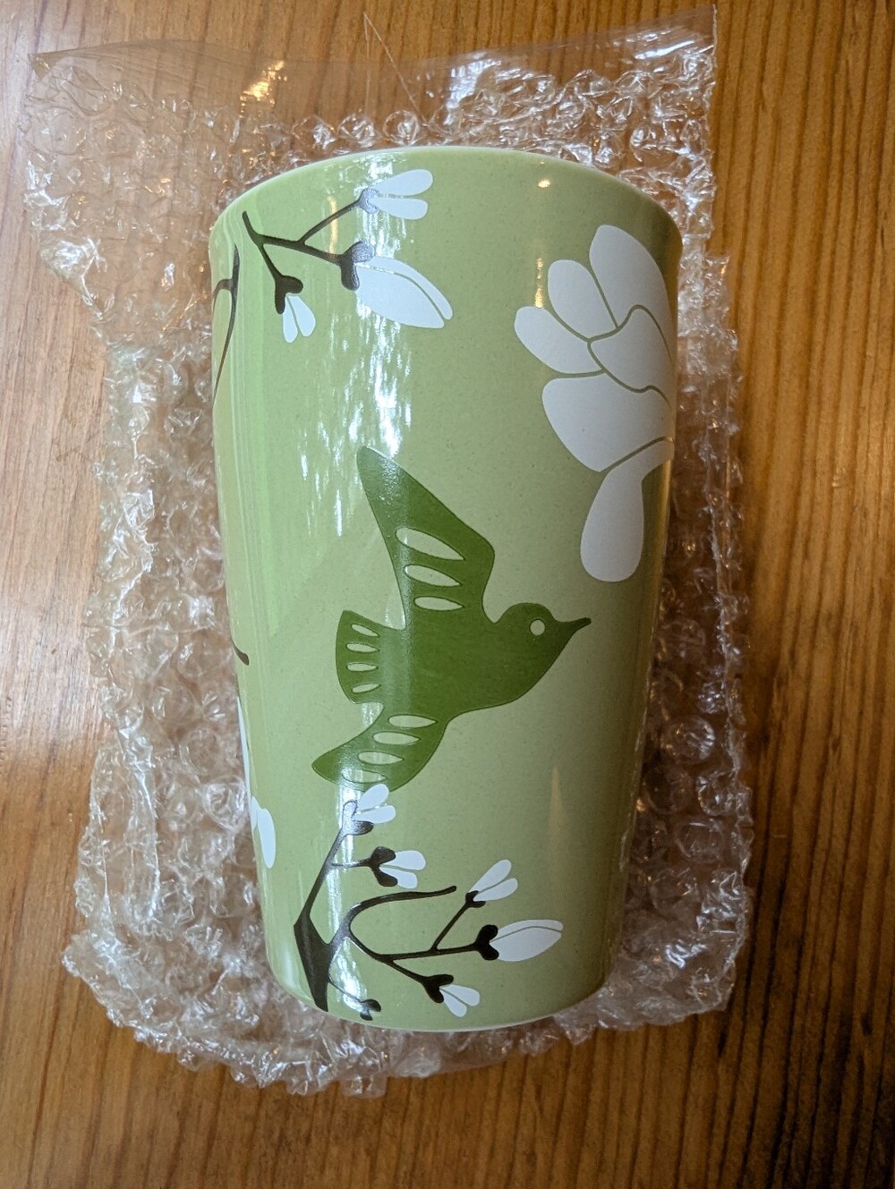 NIB Steepologie Tea Mug with Lid/Tea Bag Rest, Green With Flowers & Birds 🍵